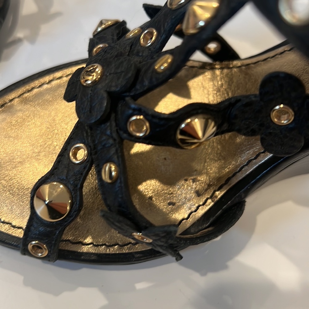 Louis Vuitton Black/Gold Wedge Sandals - Picture 13 of 15